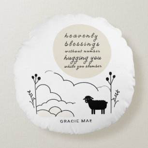 Heavenly Blessings Prayer Neutral Colours Shee Round Cushion