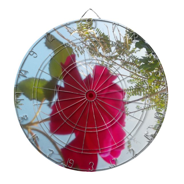 Heavenly Bloom: A Rose Against the Sky Dartboard (Front)