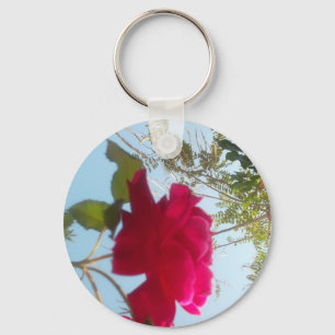 Heavenly Bloom: A Rose Against the Sky Key Ring
