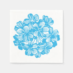 Heavenly Blue Botanical Hydrangea Flower Blossoms Napkin