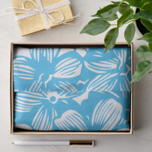 Heavenly Blue Botanical Hydrangea Flower Blossoms Tissue Paper