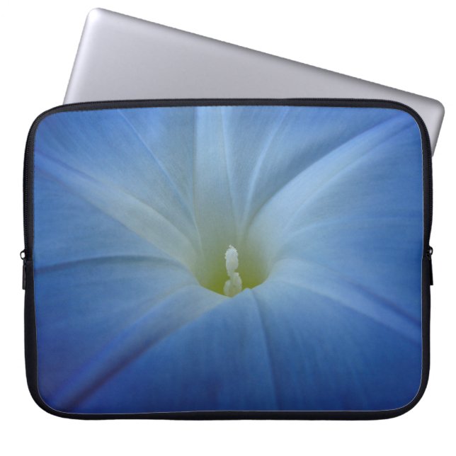 Heavenly Blue Morning Glory Close-Up Laptop Sleeve (Front)