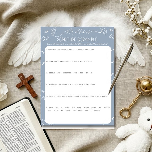 Heavenly Blue Mother's Scripture Scramble Game Invitation (Heavenly Blue Mother's Scripture Scramble Game)