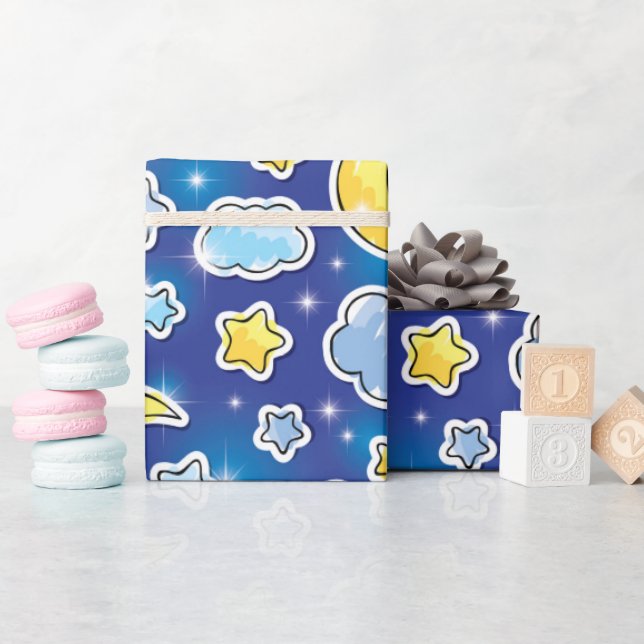 Heavenly Blue Sky Wrapping Paper (Baby Shower)