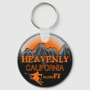 Heavenly California orange ski art keychain