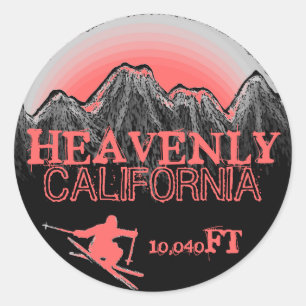 Heavenly California pink ski art stickers