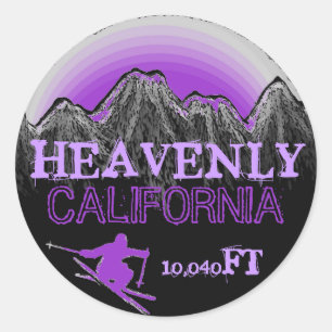 Heavenly California purple ski art stickers