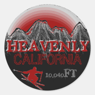 Heavenly California red ski art stickers