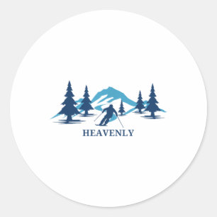Heavenly California Ski Resort Skiing Skier _1 Classic Round Sticker