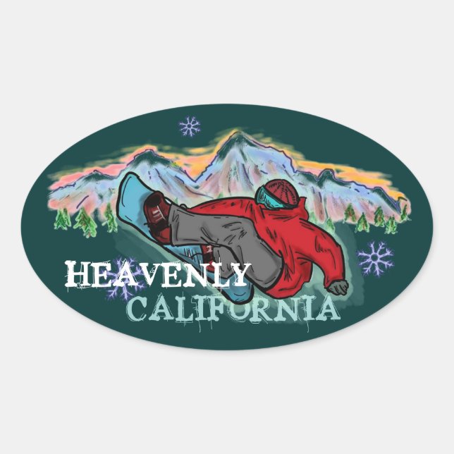 Heavenly California snowboarder shred stickers (Front)