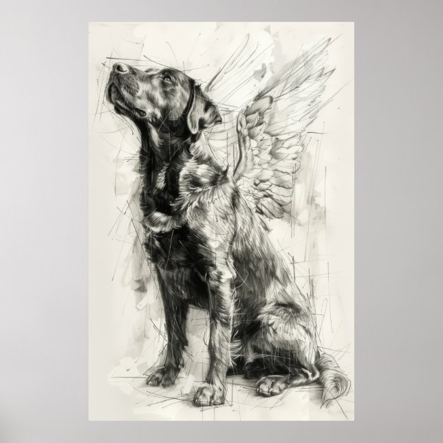 Heavenly Canine with Angel Wings Profile Poster (Front)