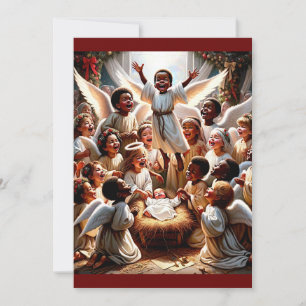 "Heavenly Celebration: A Manger Scene of Joy Holiday Card