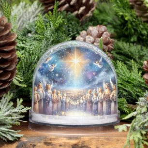 Heavenly Choir Under Star of Bethlehem Snowglobe