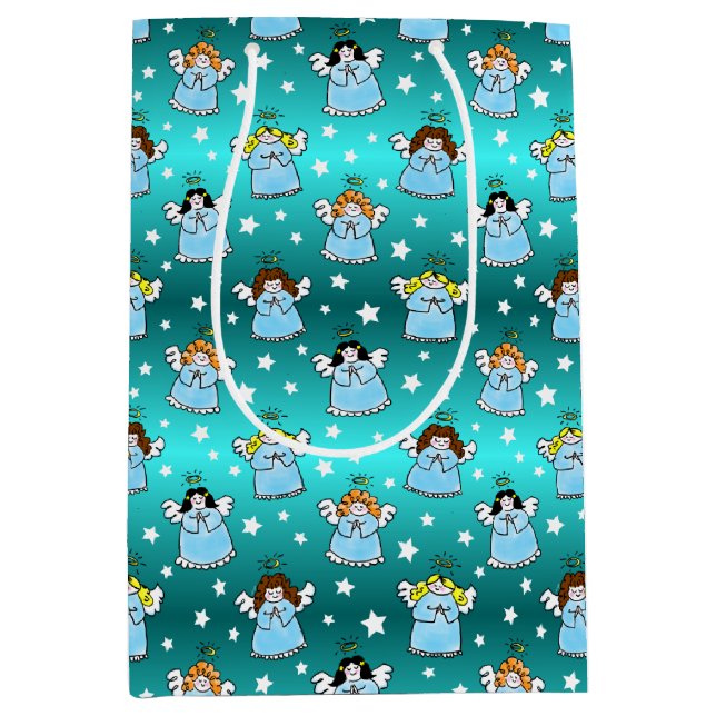 Heavenly Christmas Angels Pattern Medium Gift Bag (Front)