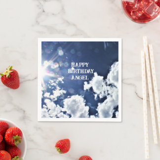 Heavenly Clouds "Happy Birthday" "Angel" Napkin