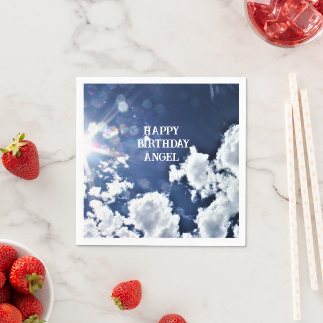 Heavenly Clouds  "Happy Birthday" "Angel" Napkin (Insitu)