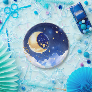 Heavenly Constellations Boy Baby Shower Paper Plate