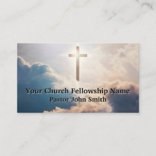 Heavenly Cross Blue Church Pastor Business Cards
