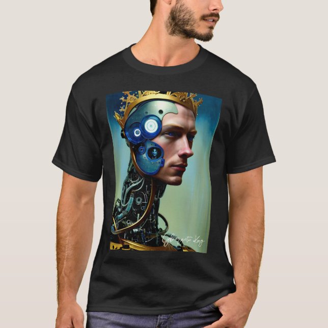 Heavenly Crowned Cyborg Prince King Mens T-Shirt (Front)