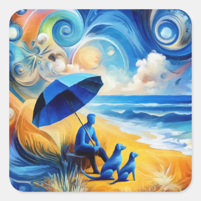 Heavenly Escape on the Seashore Square Sticker (Front)