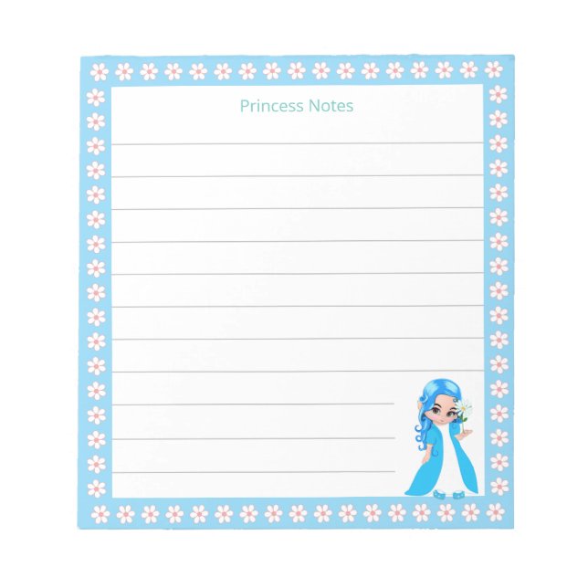 Heavenly Fairy Princess & White Flowers on Lined Notepad (Front)
