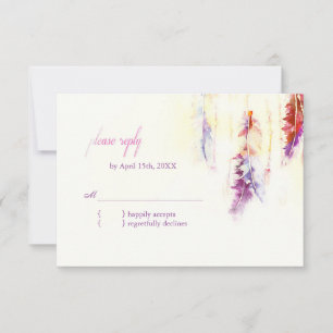 Heavenly Feathers Boho Wedding RSVP Card