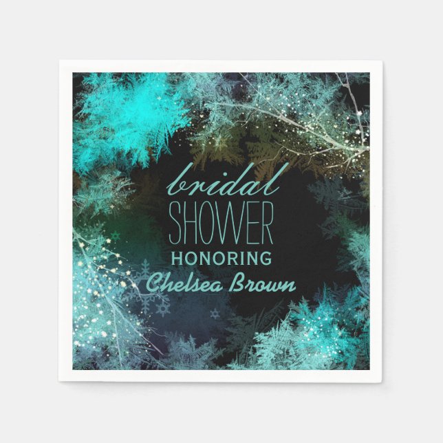 Heavenly Forest Turquoise Bridal Shower Napkin (Front)