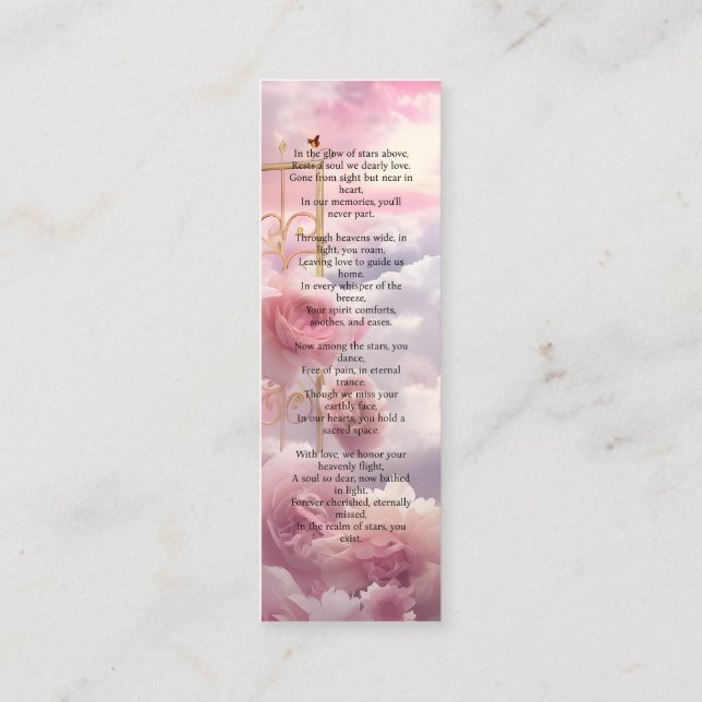 Heavenly Garden of Roses Memorial Bookmark LIA003 Mini Business Card (Back)