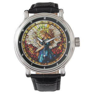 Heavenly Grace Stained Glass Angel Wall Watch