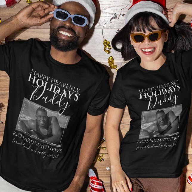 Heavenly Holidays Daddy | Photo Memorial T-Shirt (Creator Uploaded)