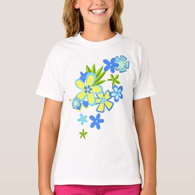 Heavenly Hula Hawaiian Flowers T-Shirt (Front)