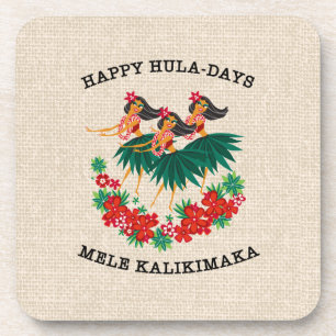 Heavenly Hula Holiday Hawaiian Hula Girls Coaster