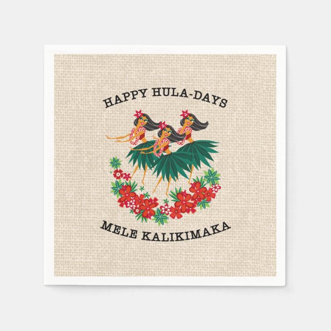 Heavenly Hula Holiday Hawaiian Hula Girls Napkin (Front)