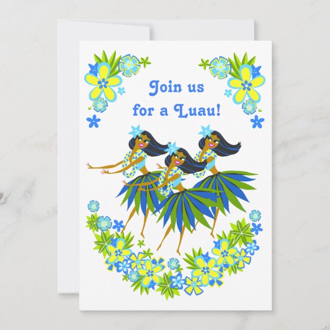 Heavenly Hula Luau & BBQ Invitations (Front)
