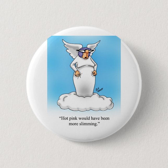 Heavenly Humour Angel Cartoon Gift! 6 Cm Round Badge (Front)