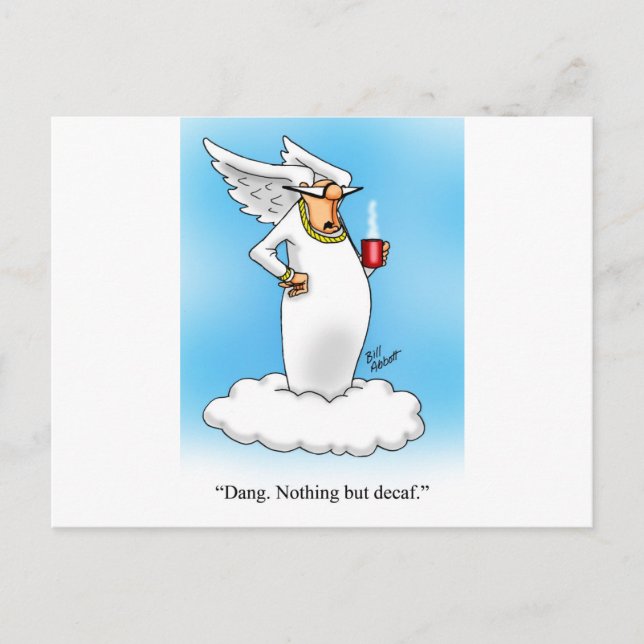 Heavenly Humour Angel Coffee Cartoon Gift! Postcard (Front)