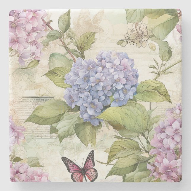 Heavenly Hydrangea Harmony Stone Coaster (Front)
