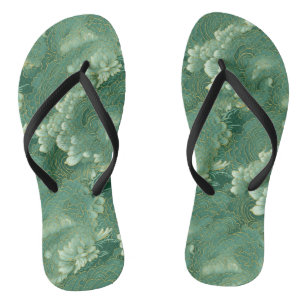 Heavenly Jade Chiyogami Pattern Flower Flip Flops