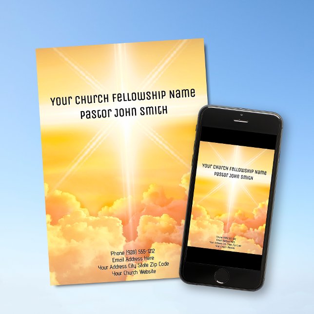 Heavenly Light Cloud Printable Church Stationery Invitation (DIGITAL DOWNLOAD Heavenly Cloud Church Invitation)