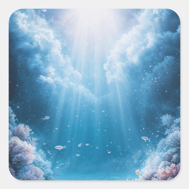 Heavenly Light Over the Coral Sanctuary Square Sticker (Front)
