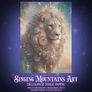 Heavenly Lion with Beaded Details Craft Decoupage Tissue Paper