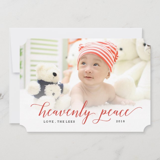 Heavenly Peace Christmas Holiday Photo Card (Front)