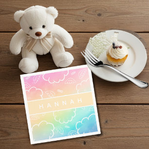  Heavenly Personalized Name Halo Cloud Rainbow   Napkin
