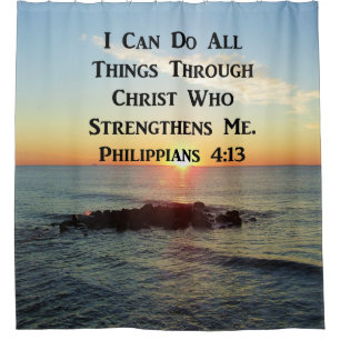 HEAVENLY PHILIPPIANS 4:13 BIBLE VERSE SHOWER CURTAIN