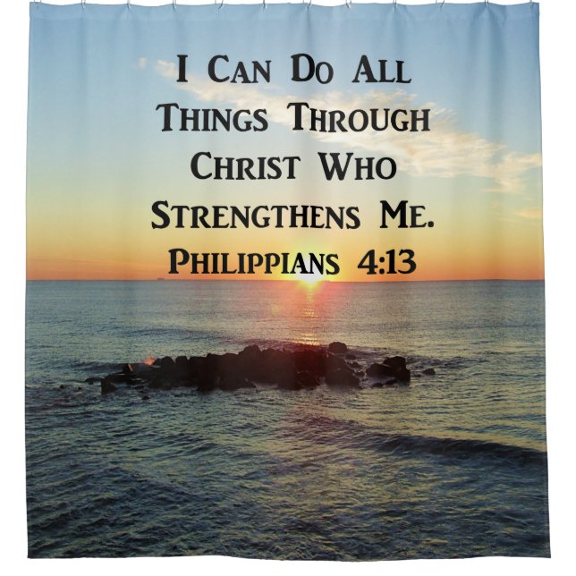 HEAVENLY PHILIPPIANS 4:13 BIBLE VERSE SHOWER CURTAIN (Front)