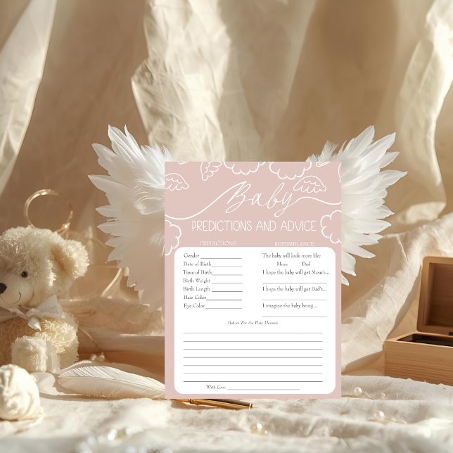 Heavenly Pink Baby Predictions & Advice Card (Heavenly Pink Baby Predictions & Advice Card)