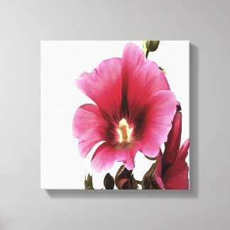 Heavenly Pink Hollyhock Malva Flower Floral Canvas Print