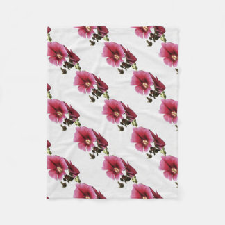 Heavenly Pink Hollyhock Malva Flower Floral  Fleece Blanket