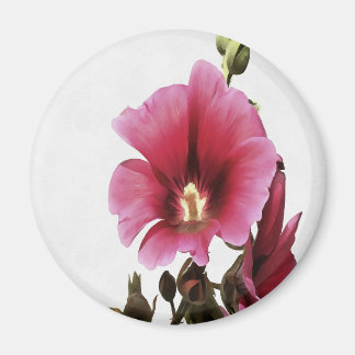 Heavenly Pink Hollyhock Malva Flower Floral Magnet