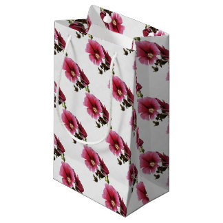 Heavenly Pink Hollyhock Malva Flower Floral Small Gift Bag